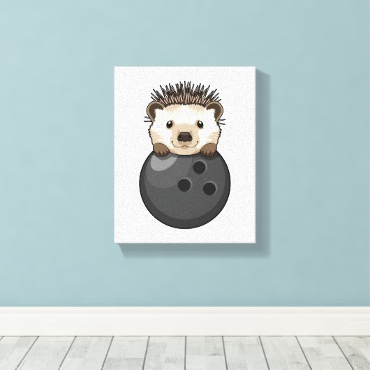 Egel bij Bowling met Bowling Canvas Afdruk (Insitu (Houten vloer))