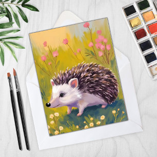 Egel Bloemrijk Veld Dieren Schilderij Kaart