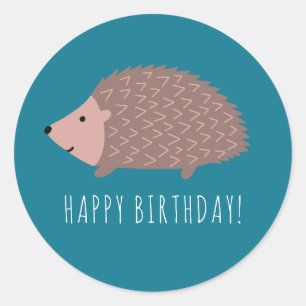 Egel bos Gelukkig Verjaardag Ronde Sticker