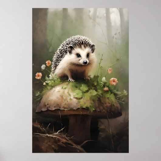 Egel Botanische Print, Forestcore Dier Poster (Voorkant)