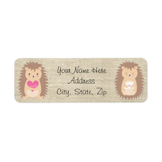 Egel Country Burlap Pattern Return Address Etiket (Voorkant)