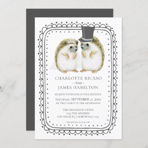 Egel Couple Cute Wedding Personalized Kaart