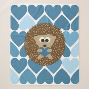 Egel en blauwe harten sherpa deken