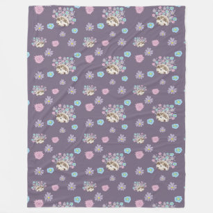 Egel en bloemen patroon fleece deken