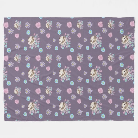 Egel en bloemen patroon fleece deken (Voorkant (Horizontaal))