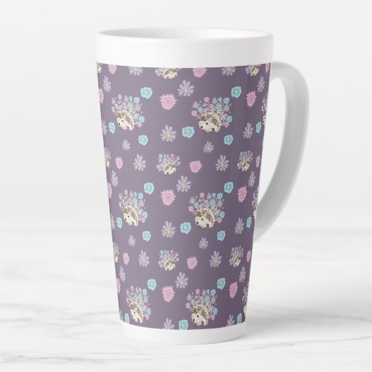 Egel en bloemen patroon latte mok (Rechterhoek)