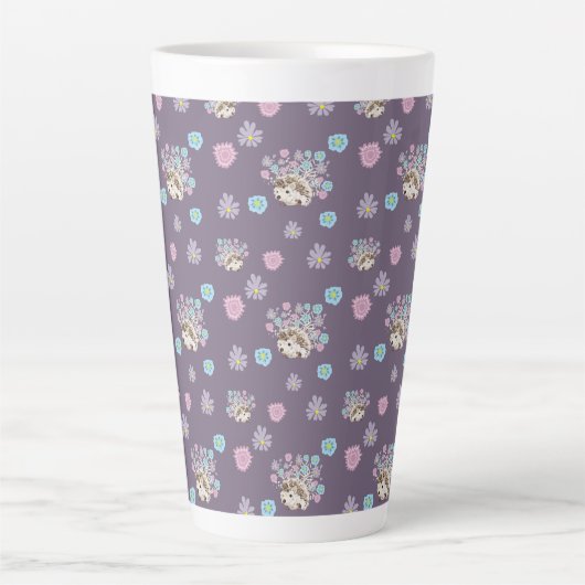 Egel en bloemen patroon latte mok (Voorkant)
