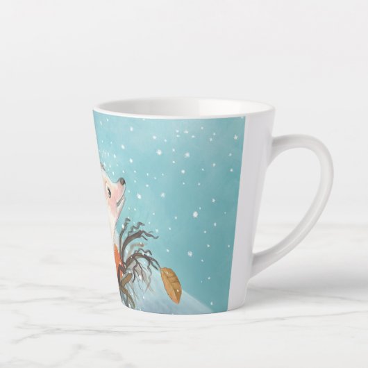 Egel en eerste sneeuwvlokken latte mok (Rechts)