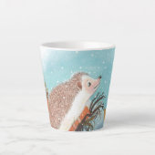 Egel en eerste sneeuwvlokken latte mok (Voorkant)