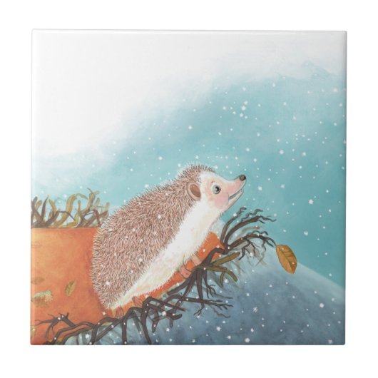 Egel en eerste sneeuwvlokken tegeltje (Voorkant)