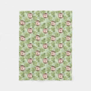 Egel en groene bladeren fleece deken