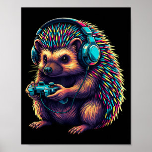 Egel Gaming Dier Videogames Grappige Egel Poster