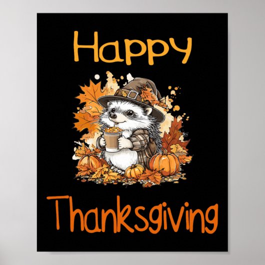 Egel Herfst Thanksgiving Happy Thanksgiving Poster (Voorkant)