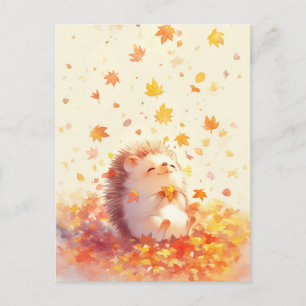 Egel Houder Gele Herfst Esdorenblad Briefkaart