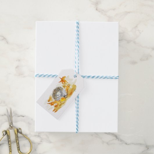 Egel In Herfstbladeren Cadeaulabel (Met Touw)
