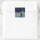 Egel Jan in de winternacht Vierkante Sticker (Tas)