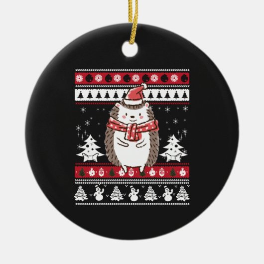 Egel kerst keramisch ornament (Voorkant)