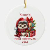 Egel kerst keramisch ornament (Voorkant)