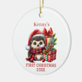 Egel kerst keramisch ornament (Links)