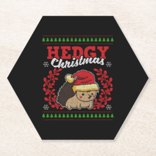 Egel Kerstmis met lelijke kerstfeestdagen Kartonnen Onderzetters