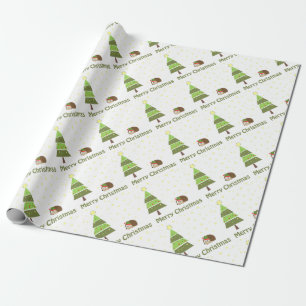 Egel kerstscène cadeaupapier