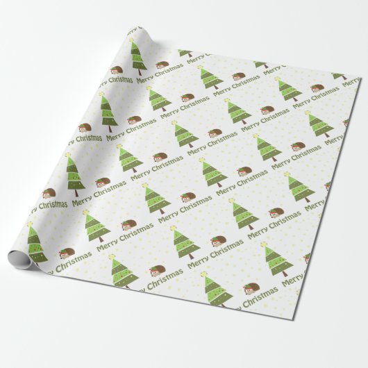 Egel-kerstscène Cadeaupapier (Uitgerold)