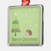 Egel kerstscene metalen ornament (Links)