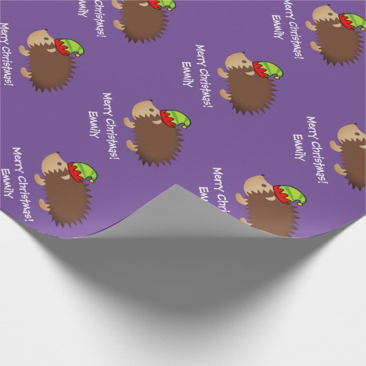 Egel-kind met kerst omhuld egel cadeaupapier (Hoek)