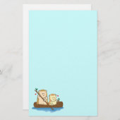 Egel-koppel dat op een houten boot vaart briefpapier (Voorkant / Achterkant)