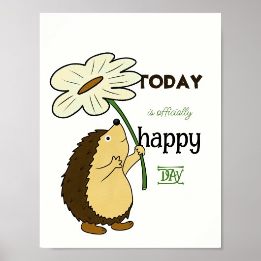 Egel met bloem poster (Voorkant)