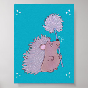 Egel met Paardenbloem   Schattige Volkskunst Natuu Poster