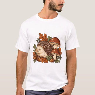 Egel met Paddenstoelen en Herfstbladeren T-shirt