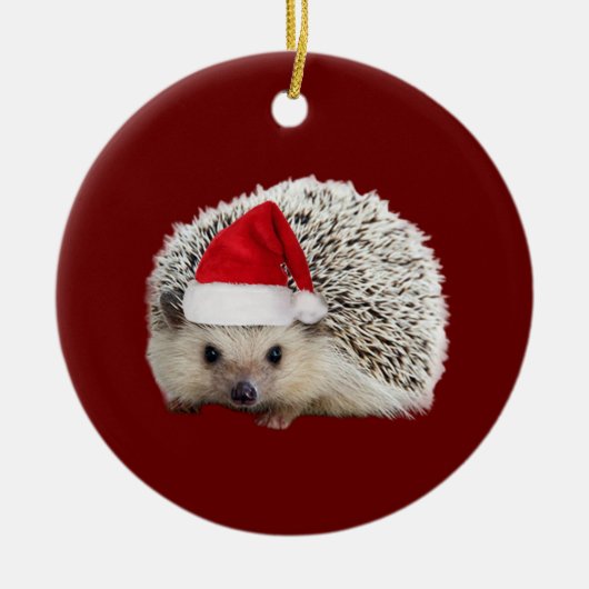 Egel met Pet kerst Keramisch Ornament (Voorkant)