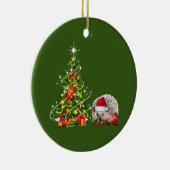 Egel met Pet met kerstmis Keramisch Ornament (Rechts)