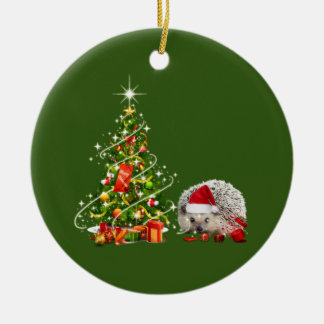 Egel met Pet met kerstmis Keramisch Ornament