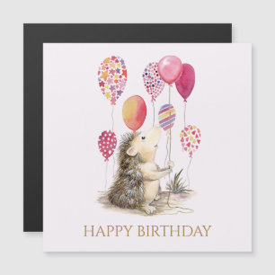 Egel met roze ballonnen Gelukkig Verjaardag