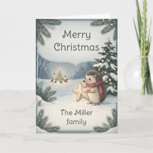 Egel met ster Bos Kerstmis Kaart