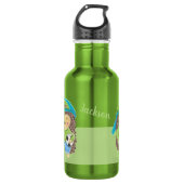 Egel met voetbal gepersonaliseerd kind waterfles (Voorkant)