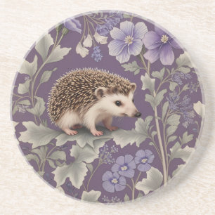 Egel Paars William Morris Geïnspireerde Bloemen Zandsteen Onderzetter