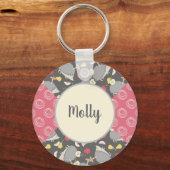 Egel roze patroon sleutelhanger (Voorkant)