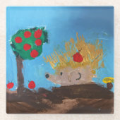 Egel schilderen glazen onderzetter (Voorkant)