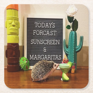 Egel Sunscreen en Margaritas Vierkante Kartonnen Onderzetter