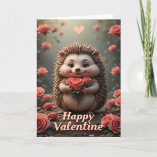 Egel Valentijnsdag Schattige Liefde Dier met Rozen Kaart