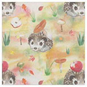 Egel van de waterverf met paddenstoelen en appels stof