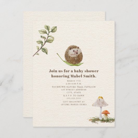 Egelbladpaddenstoelen Bos Baby Shower Kaart (Voorkant / Achterkant)