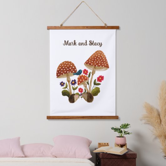 Egelpaar in een Paddenstoelenbos Hangend Wandkleed (Slaapkamer)