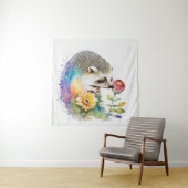 Egels die een rode roos ruiken wandkleed (In situ)