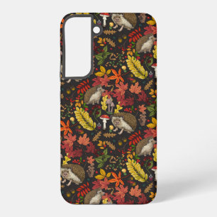 Egels en herfstbosflora op zwart samsung galaxy hoesje