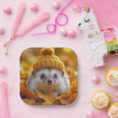 Egels in de herfst bladeren papieren bordje (Feest)