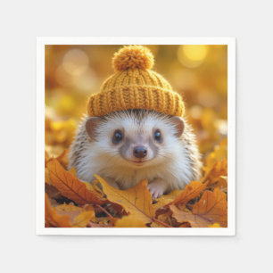 Egels in de herfst bladeren servet